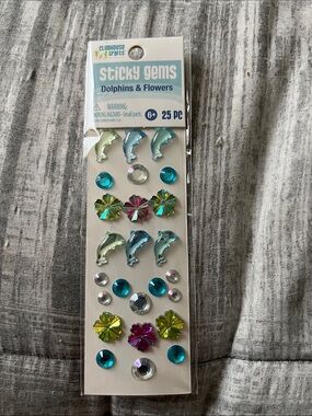 Sticky Gems Dolphins & Flowers - Assorted Teal, Blue, Green, Pink